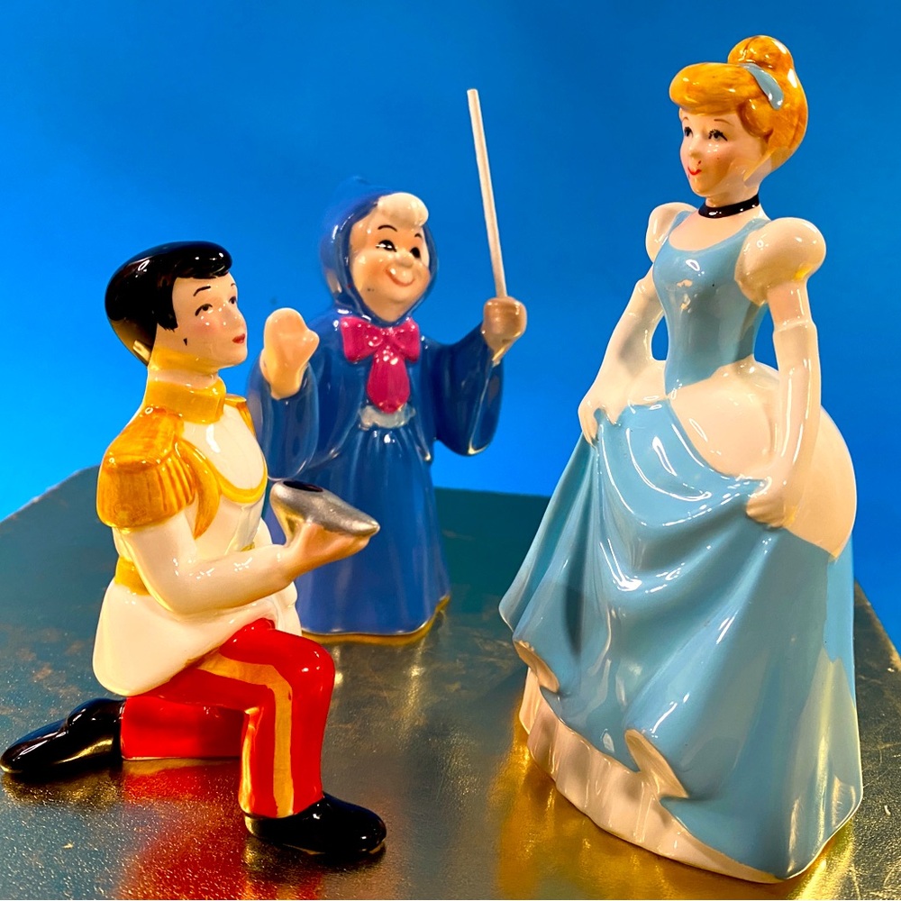 Walt Disney Vintage Classic Cinderella HANDPAINTED Porcelain Figurines Set Of 3